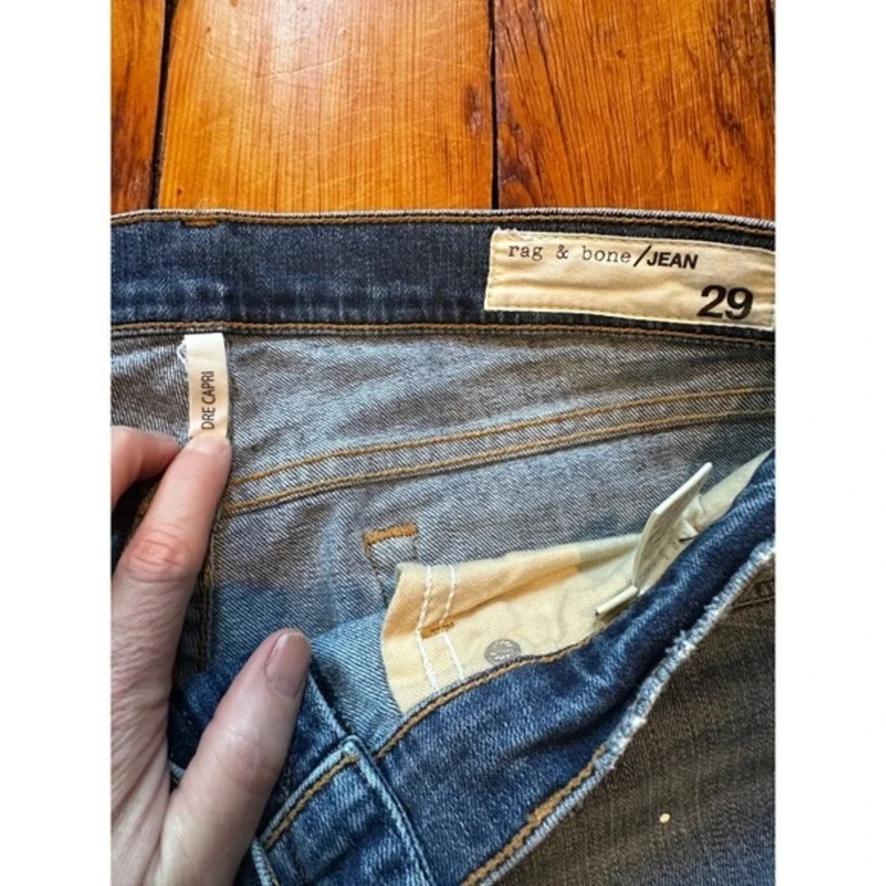 rag & bone Dre Slim Boyfriend Crop Jeans Paint Splatter Distressed Size 29